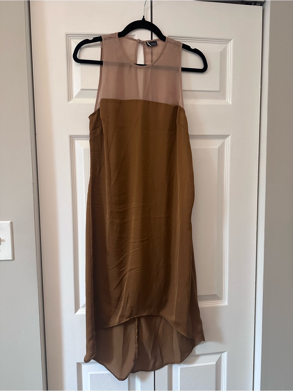 Urban Outfitters Sleeveless High-Low Dress in Tan and Nude